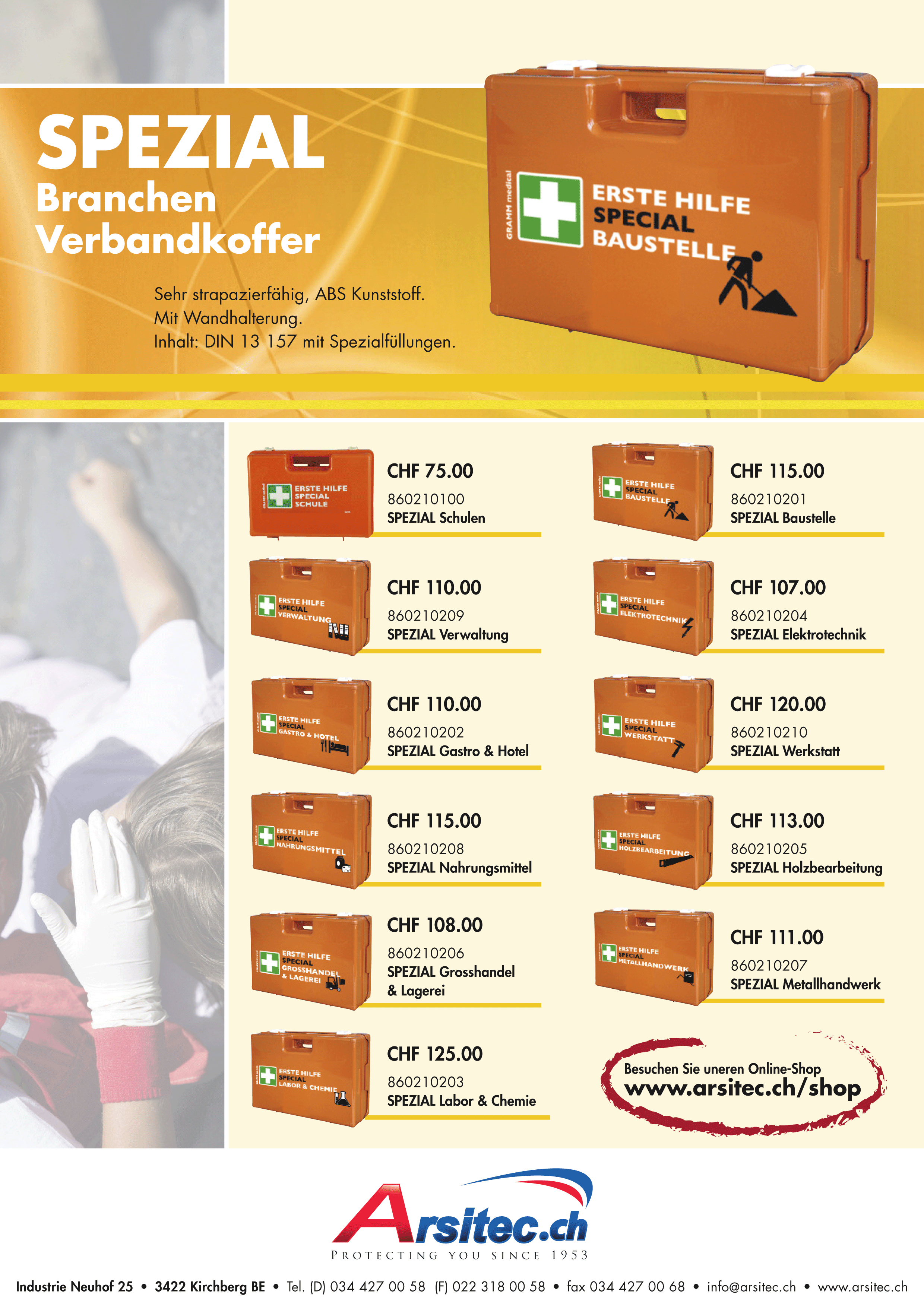 Nachfüllset für Erste Hilfe Koffer Spezial Holzbearbeitung
